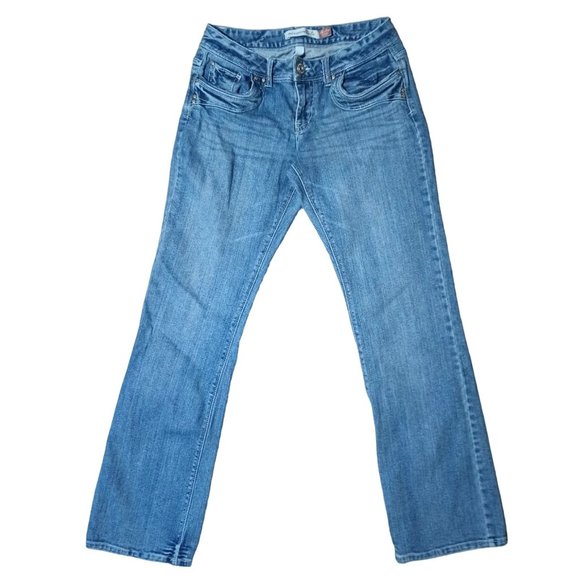 Aeropostale Jeans Womens Size 9 / 10 Long Hailey Skinny Flare Low Rise Stretch B - Picture 2 of 14